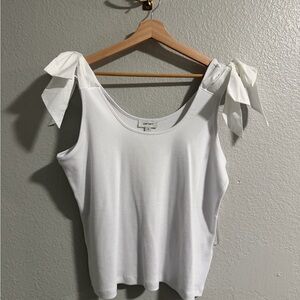 Chic White Bow-Tie Strap Top